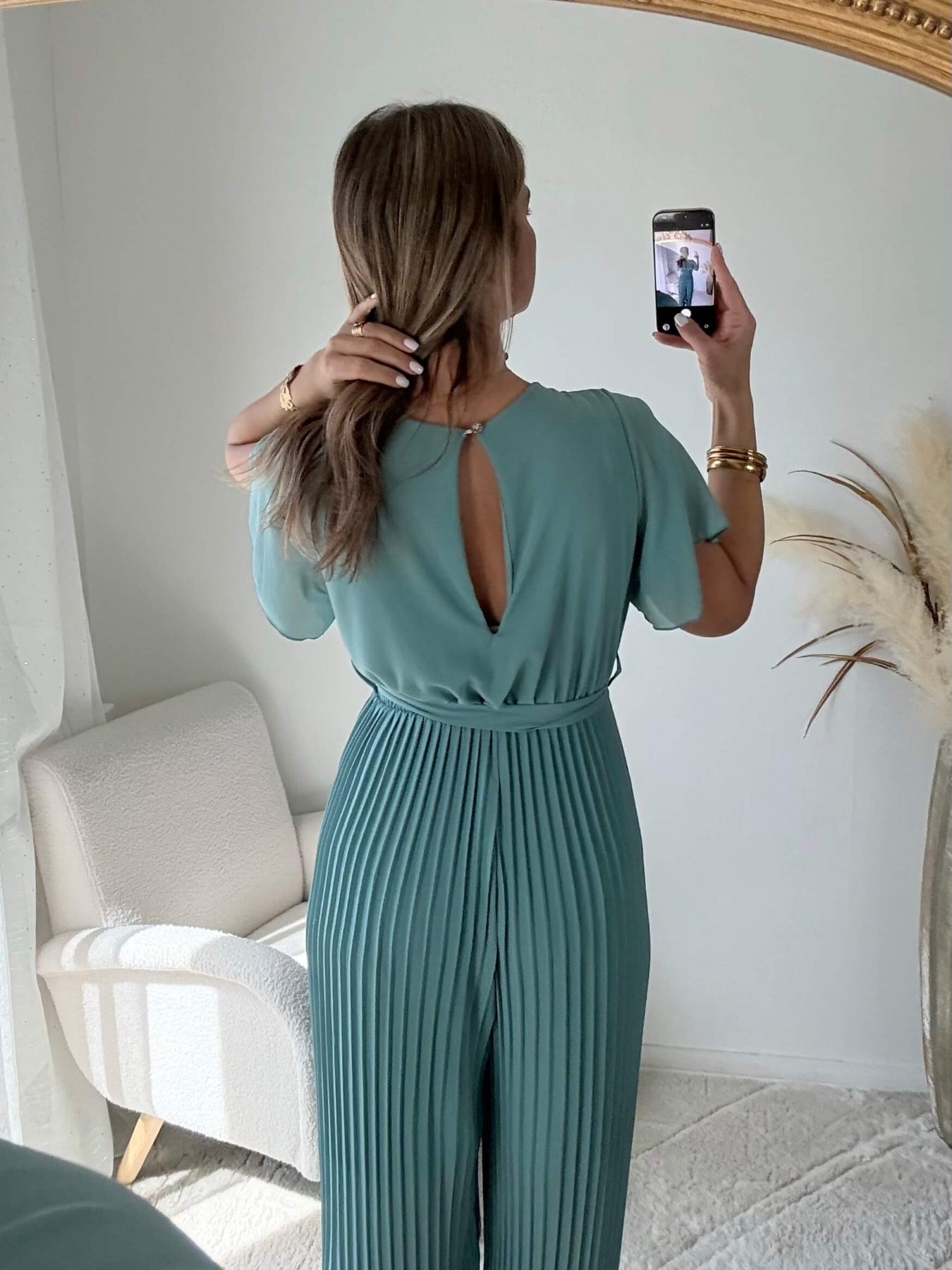 Combinaison bleu vert Lilou plissée fluide du S au 4XL - Easy Dressing