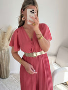 Combinaison rose Lilou plissée fluide du S au 4XL - Easy Dressing