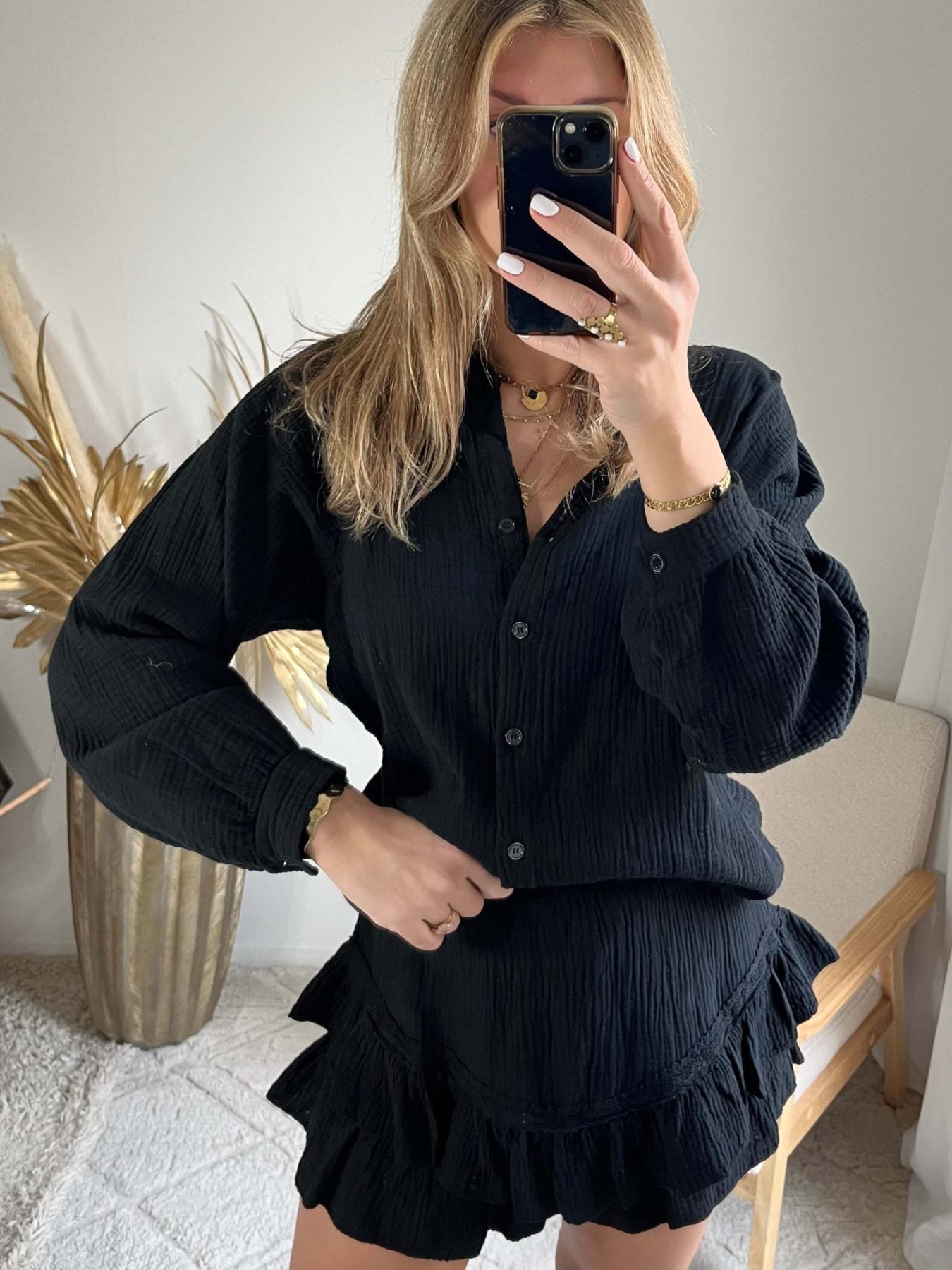 Ensemble noir gaze de coton