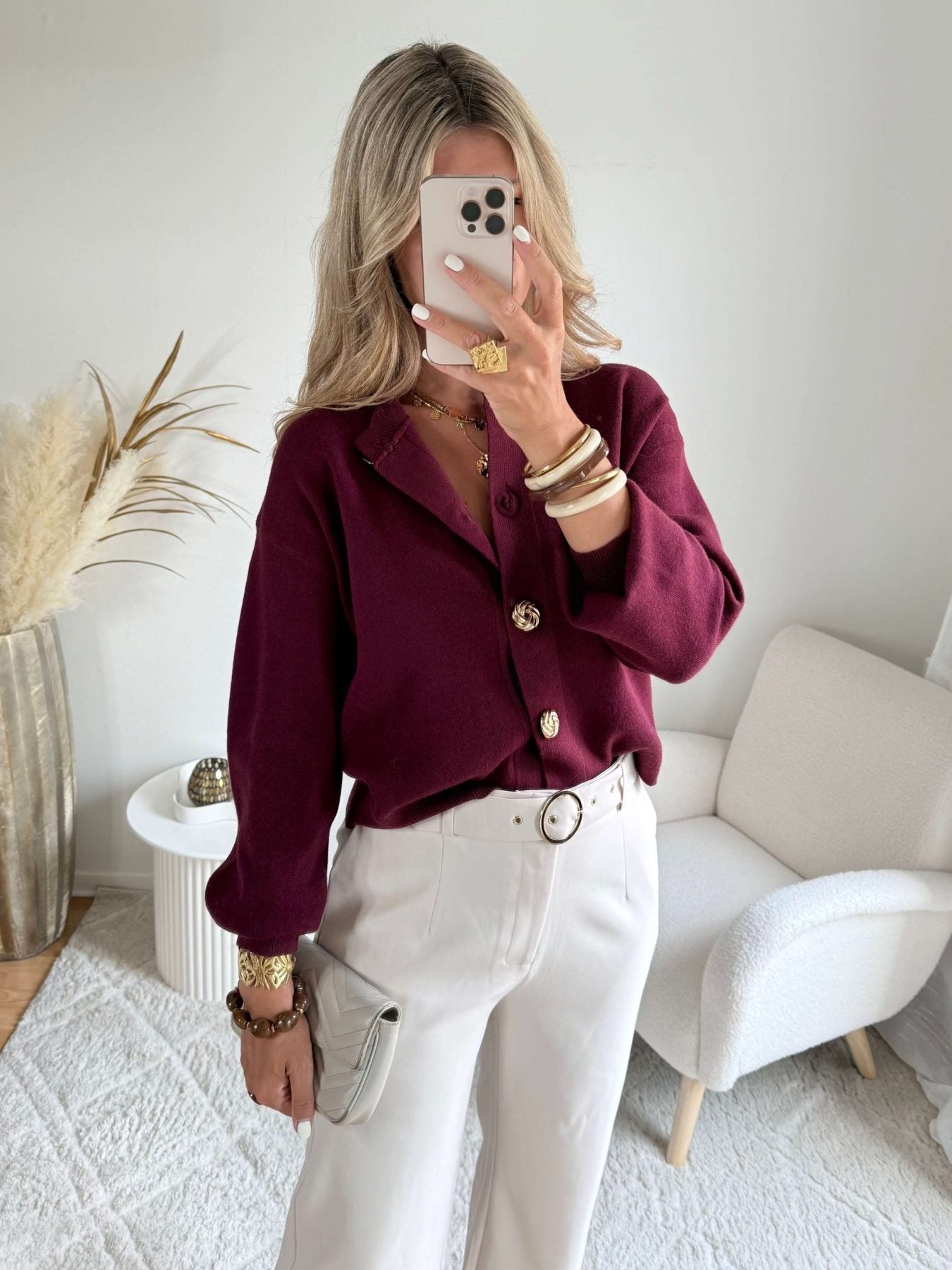 Gilet bordeaux boutons dorés - Nori