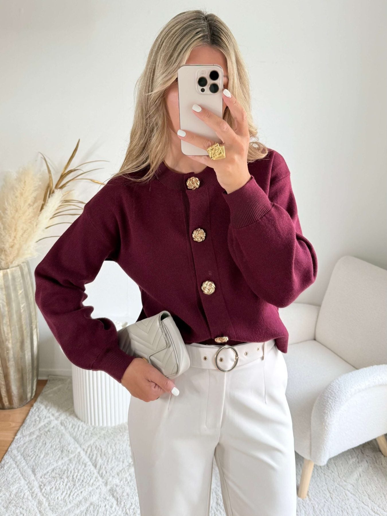 Gilet bordeaux boutons dorés - Nori