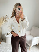 Gilet écru boutons dorés - Nori