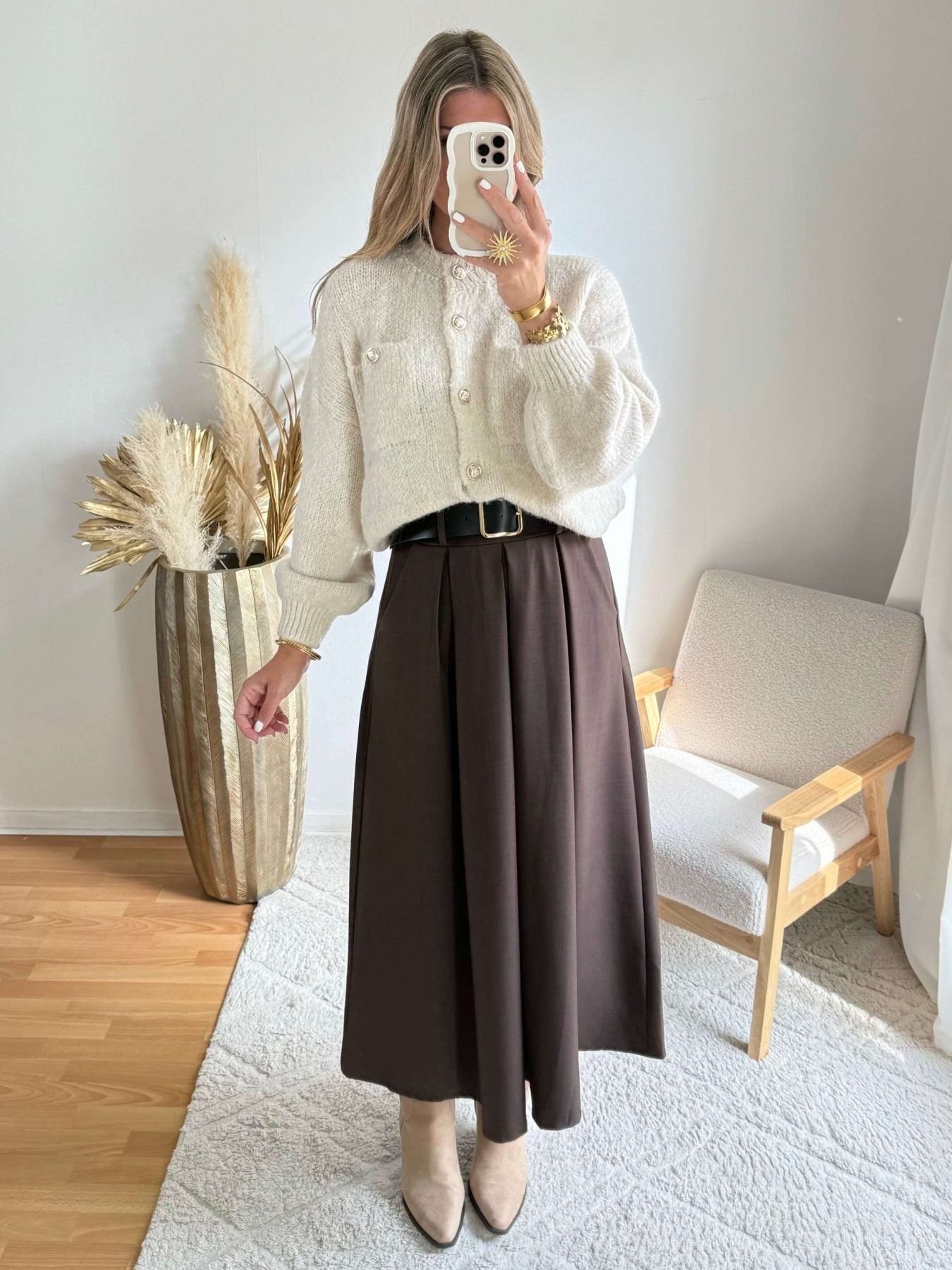 Jupe à poches marron