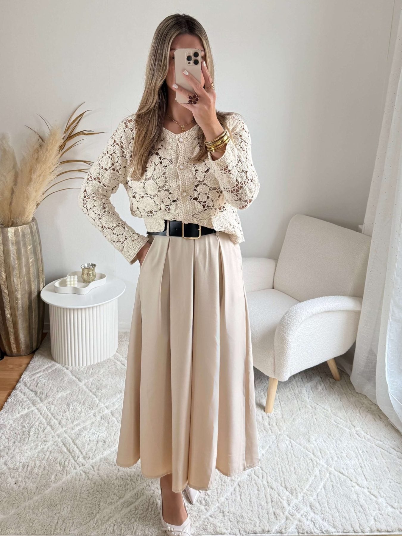 Jupe à poches beige