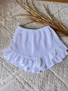 Jupe-short blanc en gaze de coton