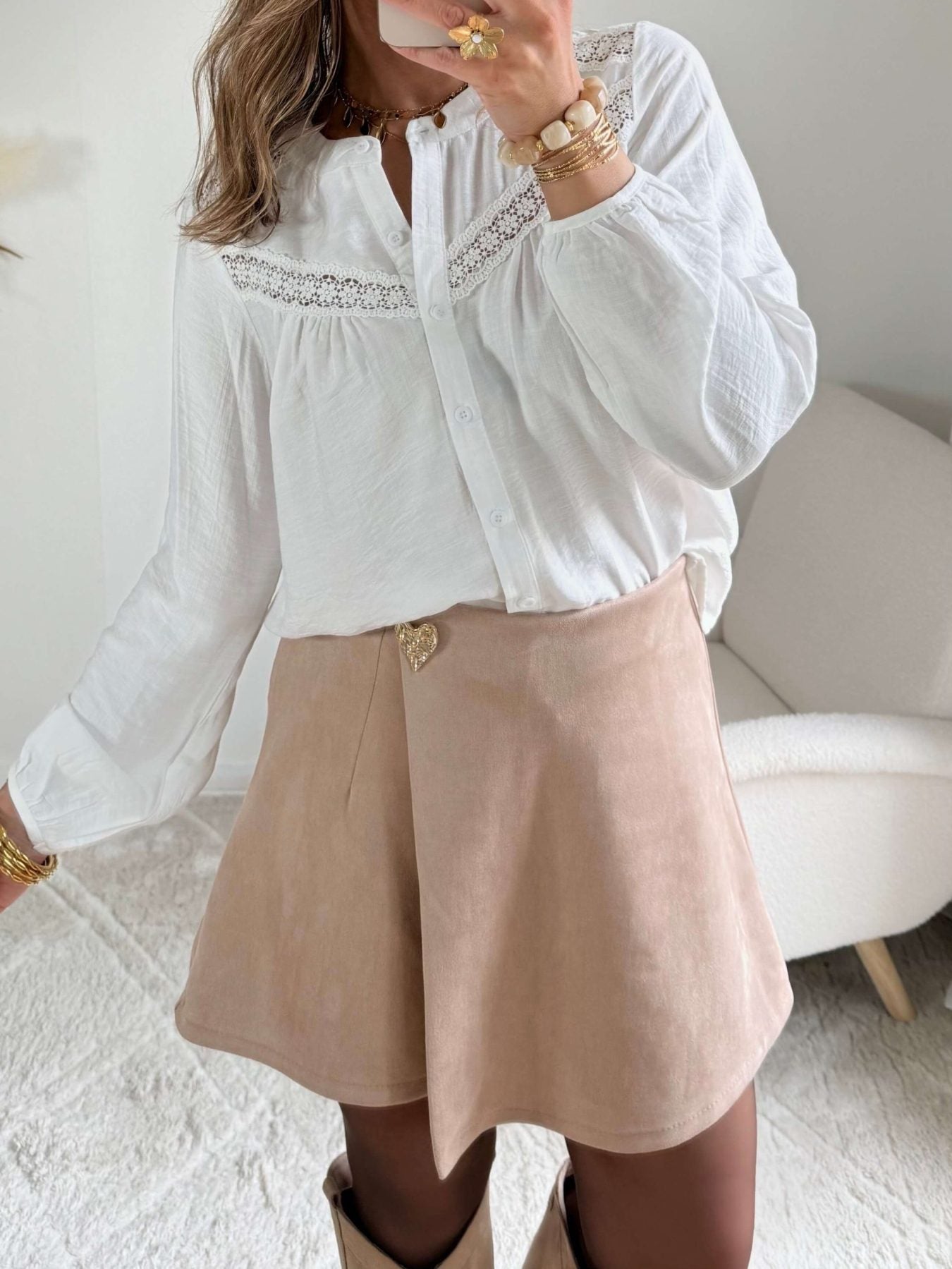 Jupe short beige - Lenny