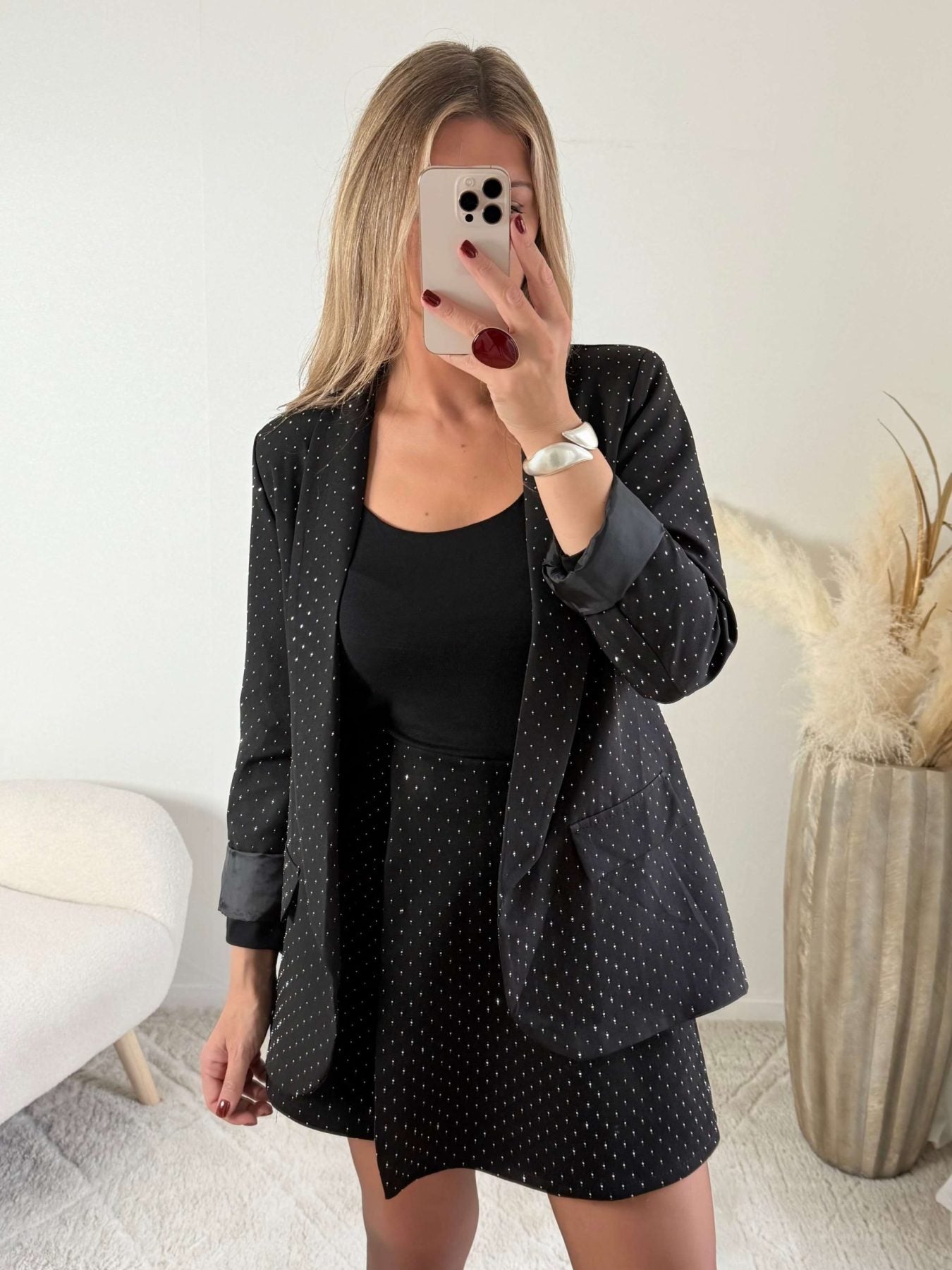 Jupe short noire à strass - Stella