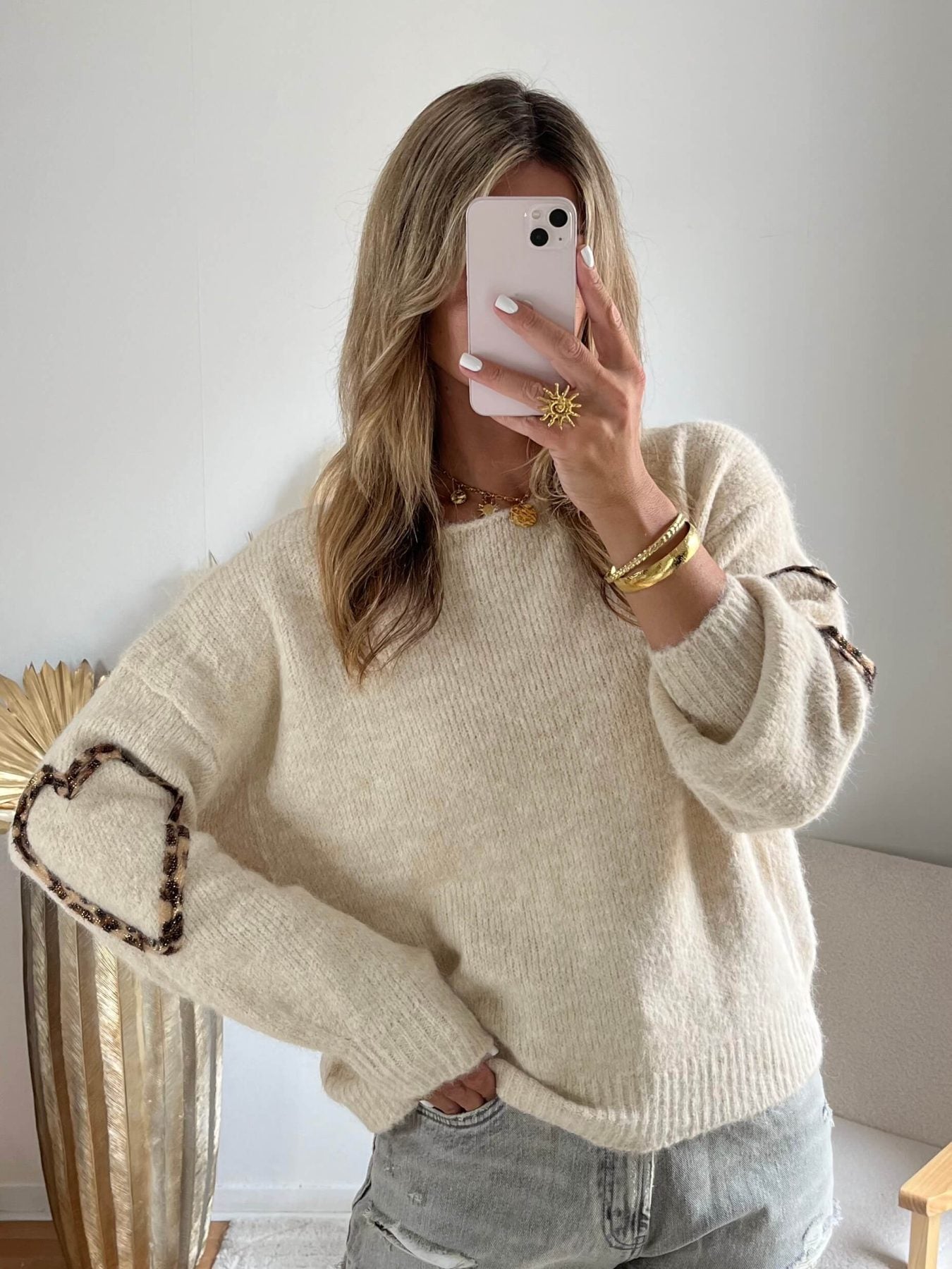 Pull beige - Coeur