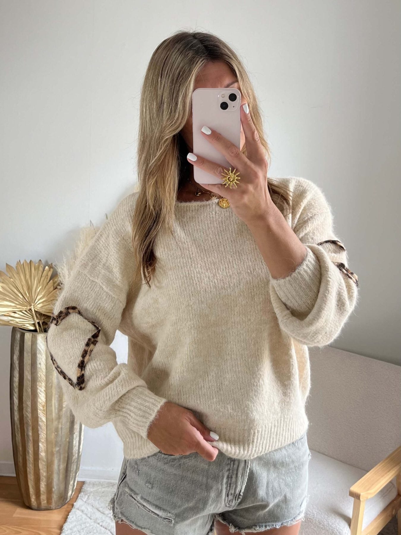 Pull beige - Coeur