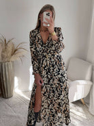 Robe longue fendue Brune