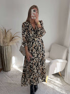 Robe longue fendue Brune