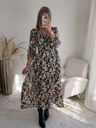 Robe longue fendue Brune
