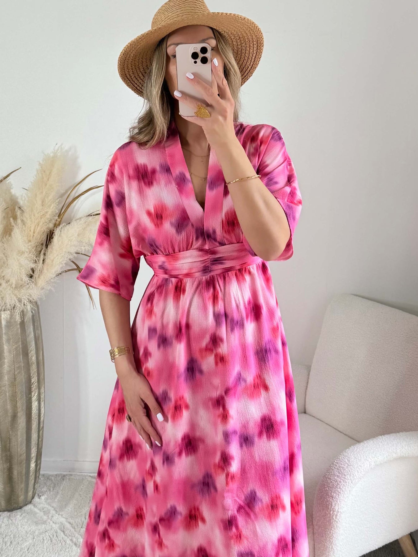 Robe longue rose fuchsia Becky fluide femme élégante Easy Dressing