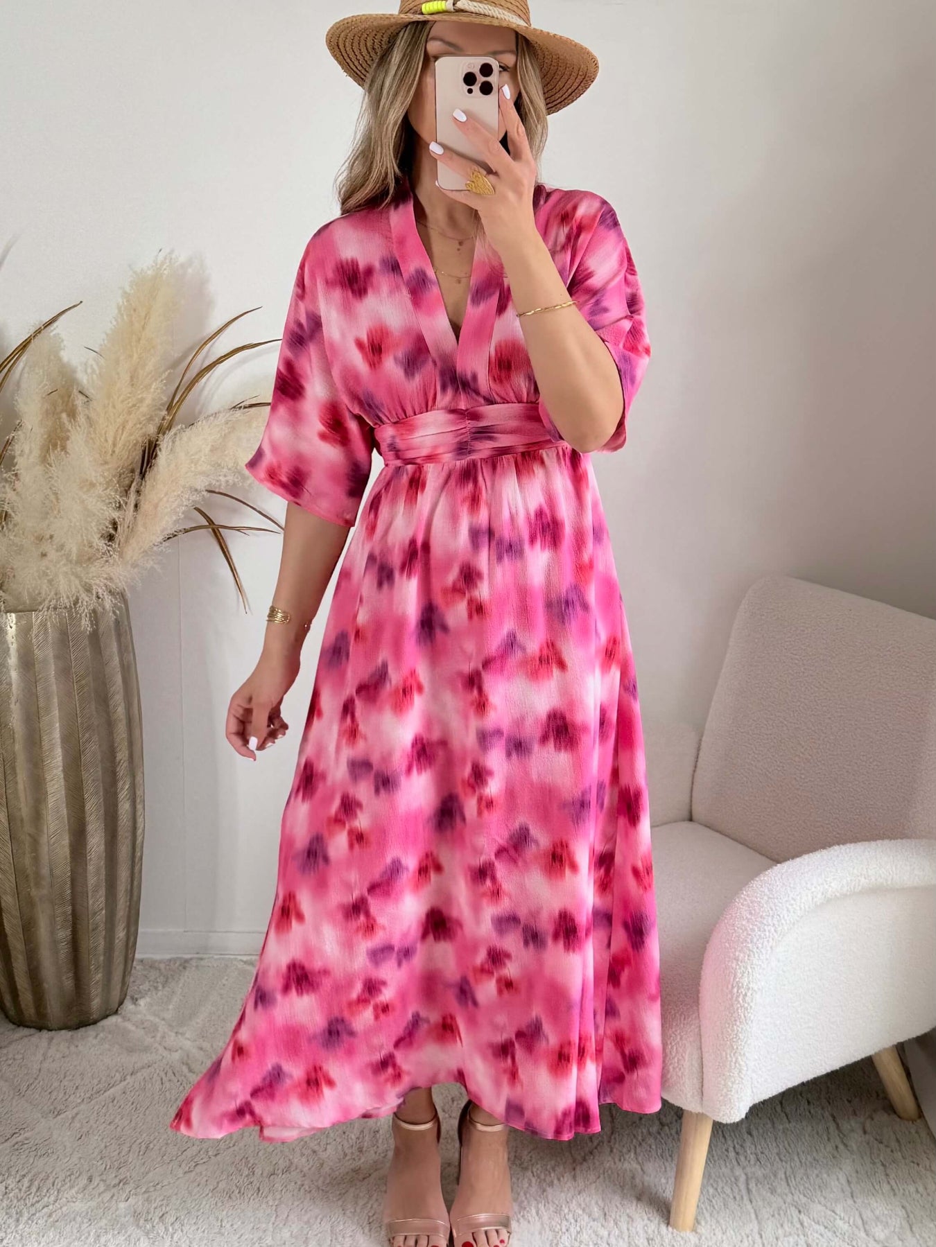 Robe longue rose fuchsia Becky fluide femme élégante Easy Dressing
