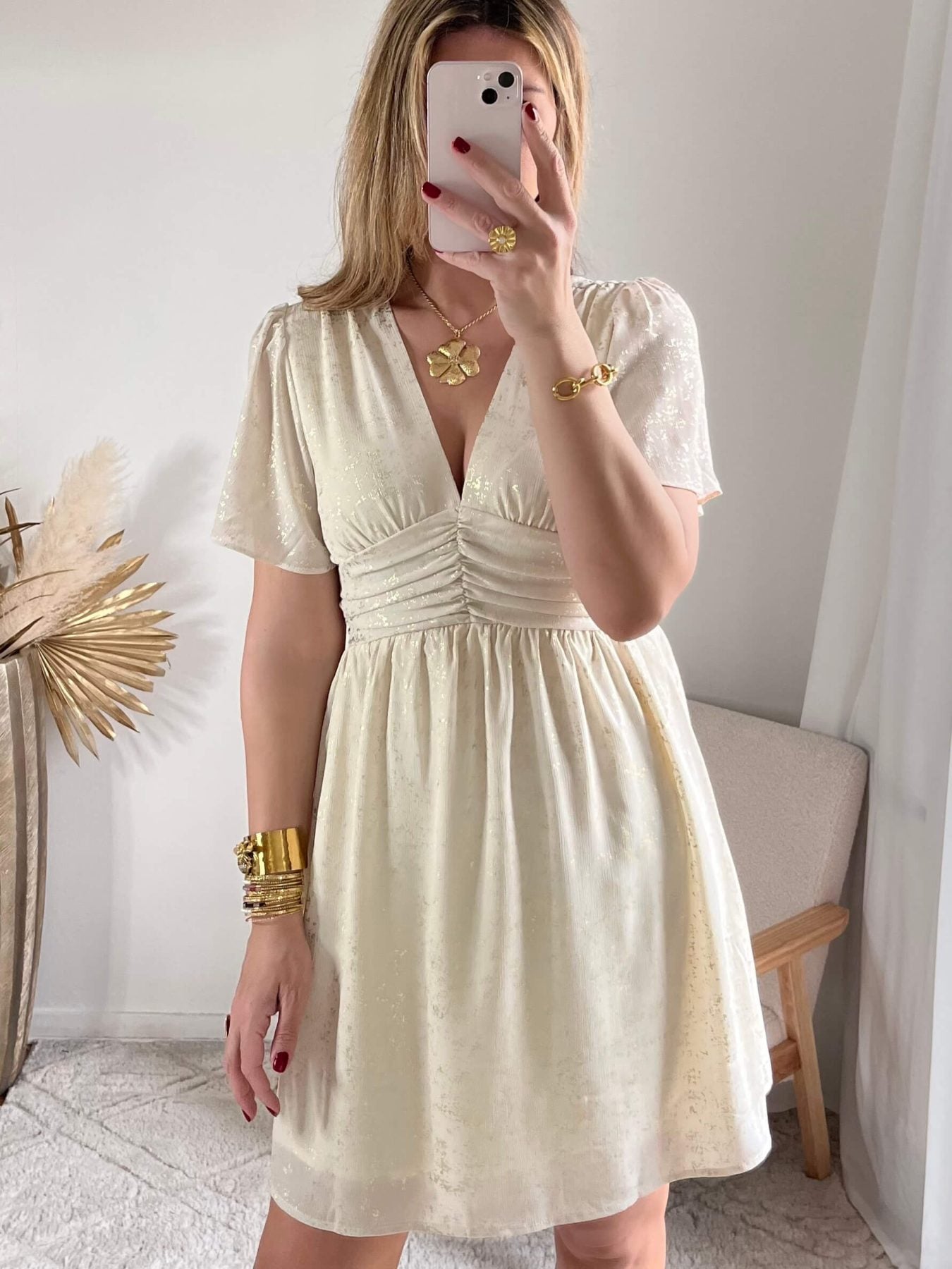 Robe beige dorée - Romy
