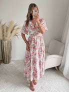 Robe longue blanche fleurie Liz fluide fendue femme élégante Easy Dressing