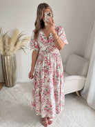 Robe longue blanche fleurie Liz fluide fendue femme élégante Easy Dressing