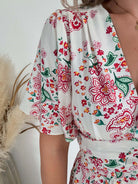 Robe longue blanche fleurie Liz fluide fendue femme élégante Easy Dressing