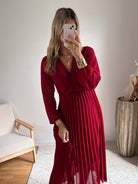 Robe plissée bordeaux - Sienna