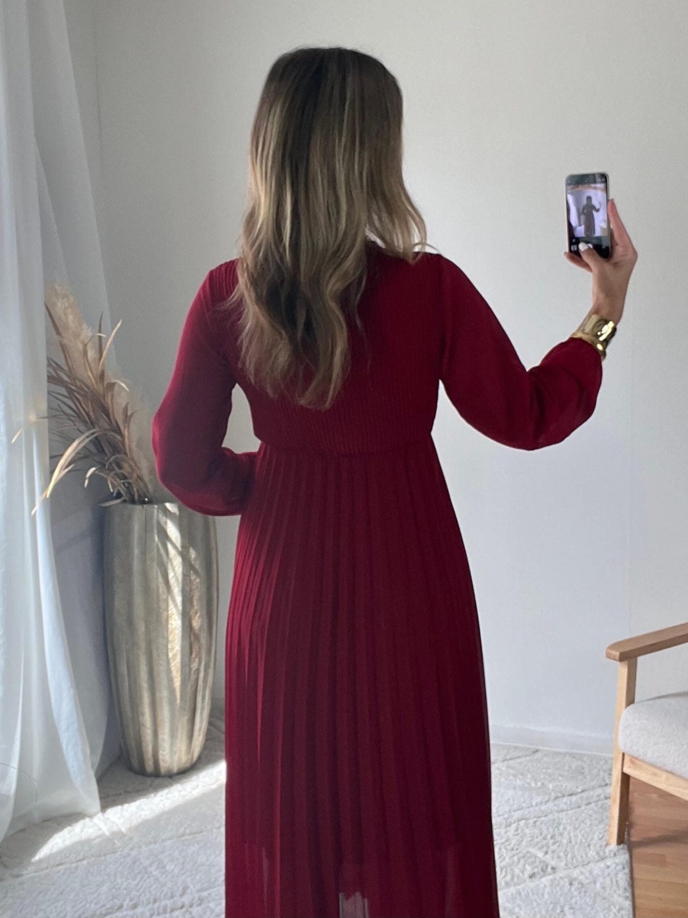 Robe plissée bordeaux - Sienna