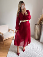 Robe plissée bordeaux - Sienna