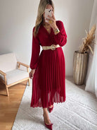 Robe plissée bordeaux - Sienna