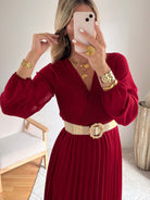 Robe plissée bordeaux - Sienna
