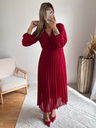 Robe plissée bordeaux - Sienna