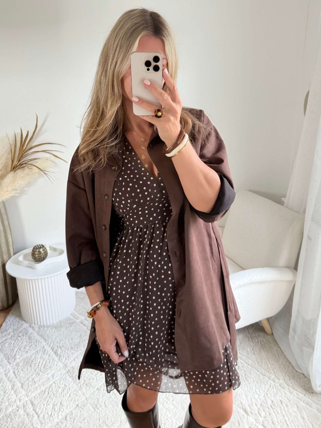 Robe chocolat à pois - Anne