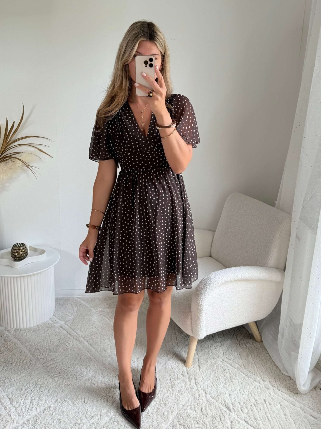 Robe chocolat à pois - Anne