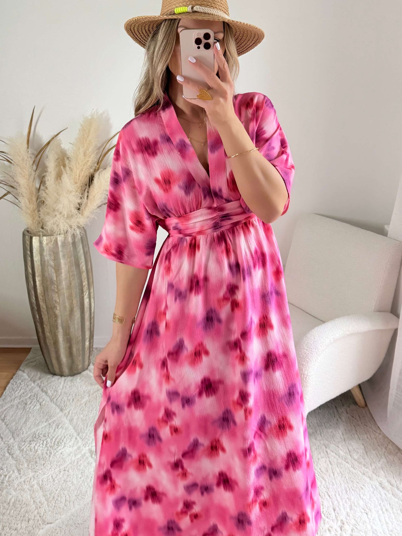 Robe longue rose fuchsia Becky fluide femme élégante Easy Dressing