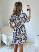 Robe courte blanche et marine - Alix