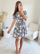 Robe courte blanche et marine - Alix