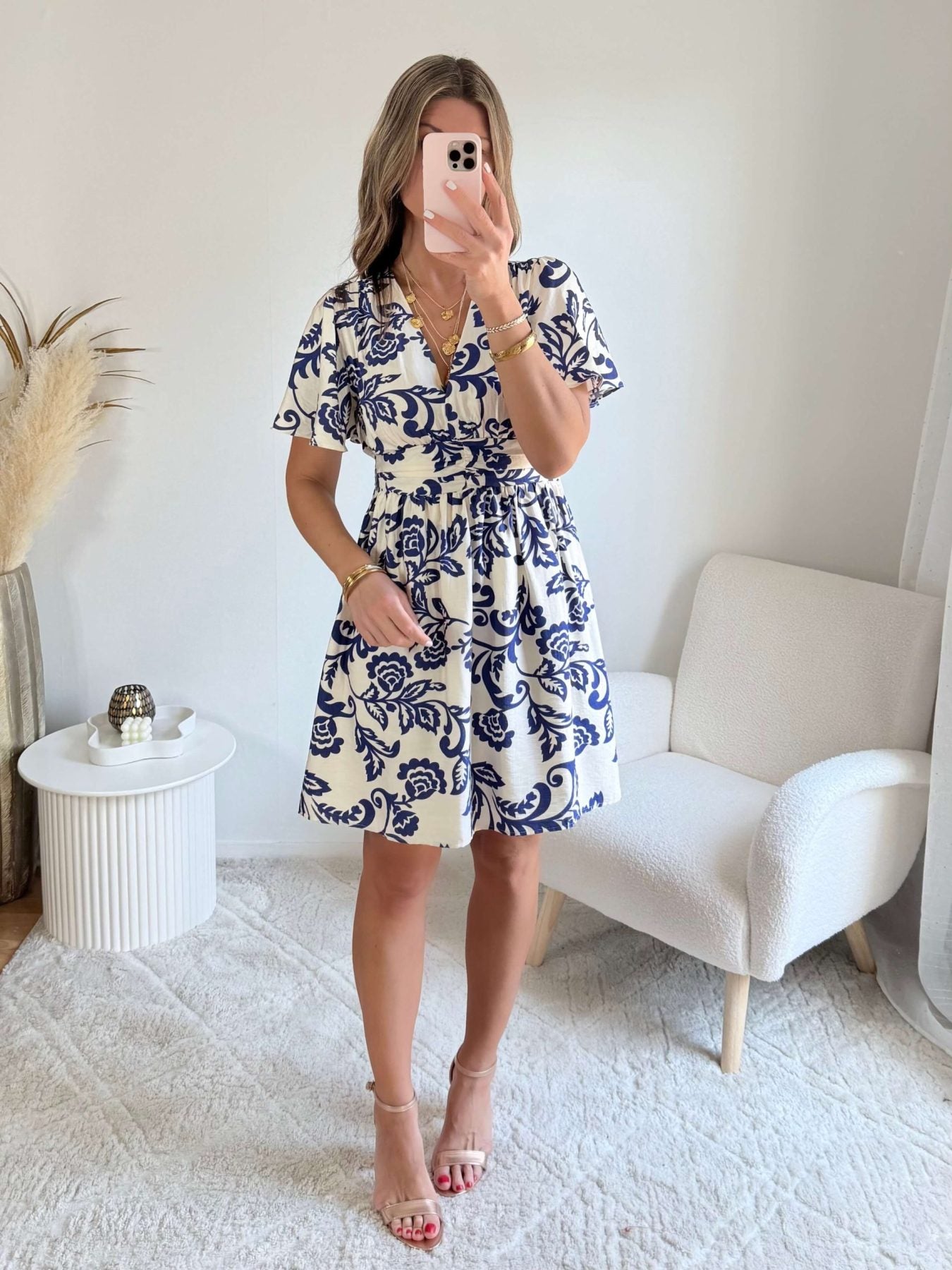 Robe courte blanche et marine - Alix