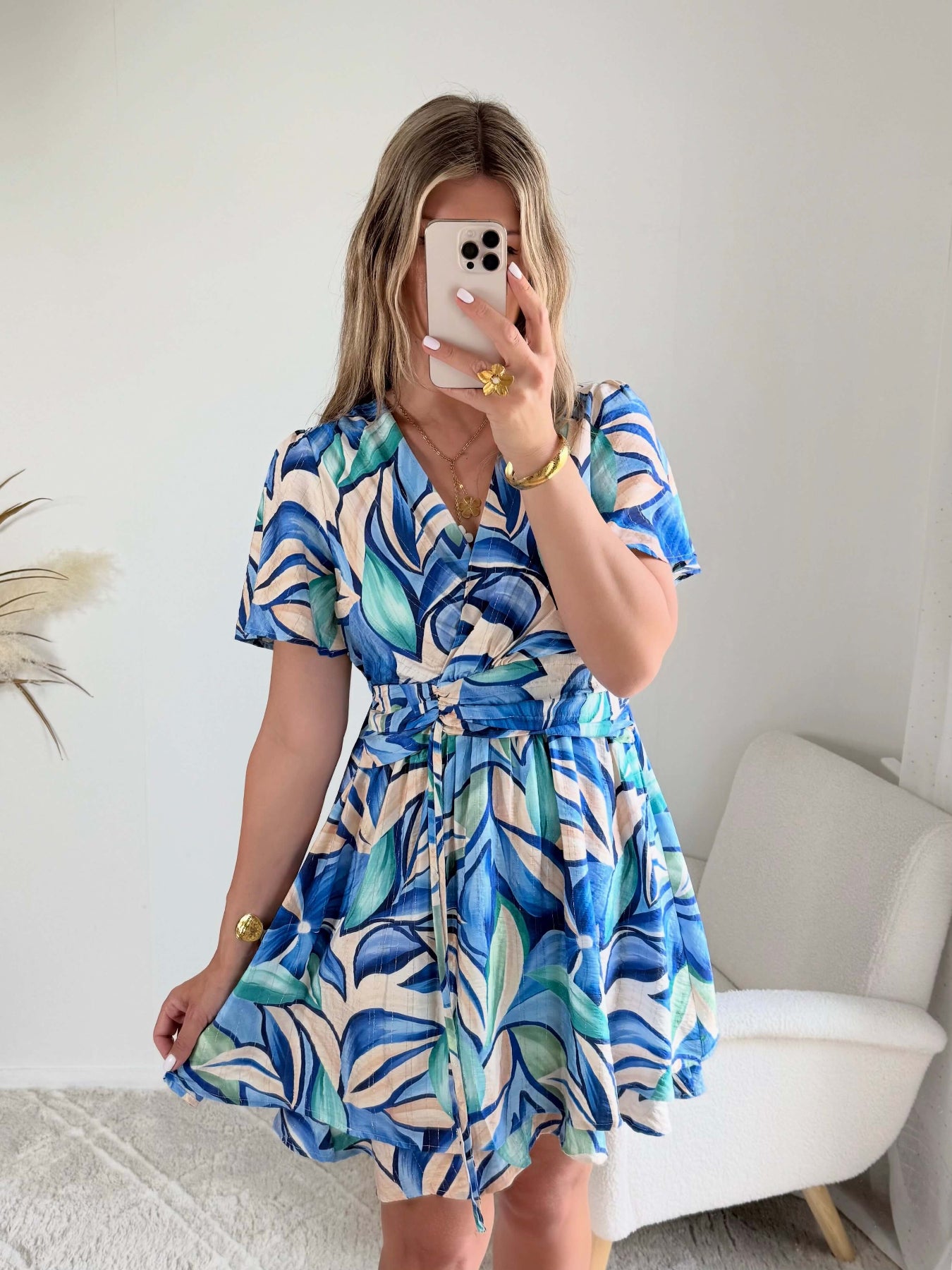 Robe courte bleu vert - Hany du S au 4XL