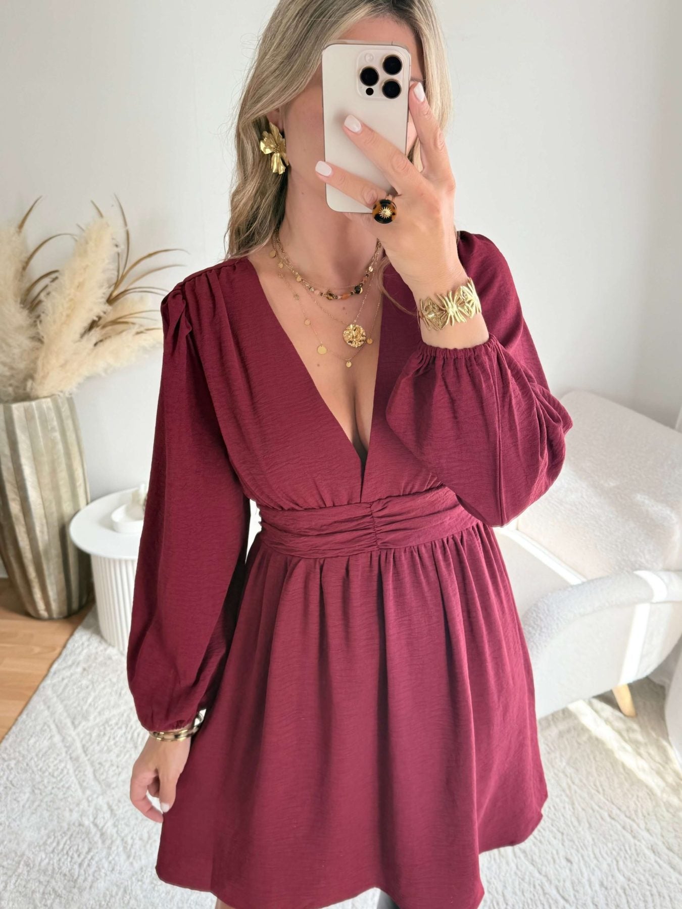 Robe courte bordeaux - Lucie