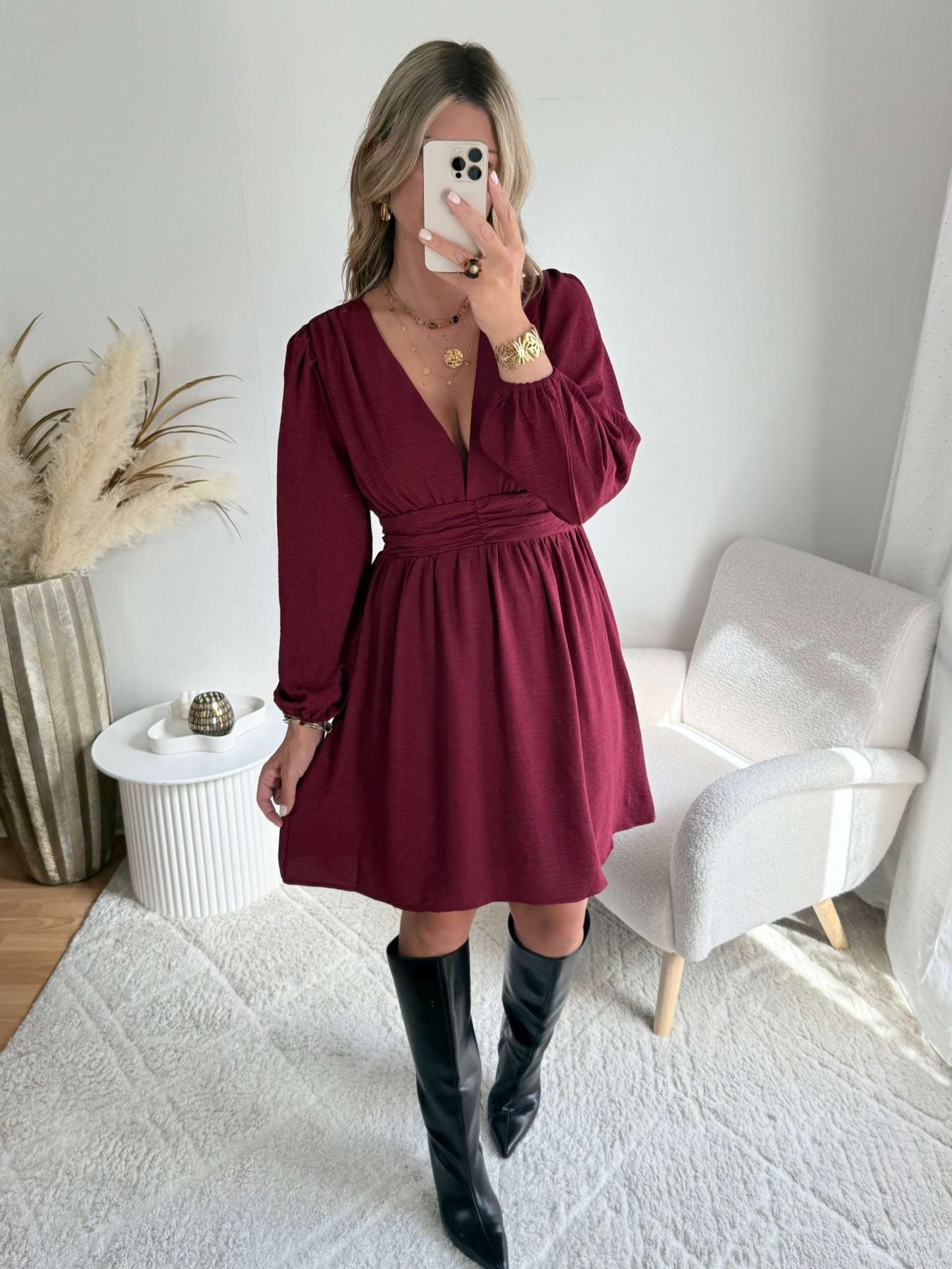 Robe courte bordeaux - Lucie