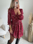 Robe courte bordeaux dorée - Romy