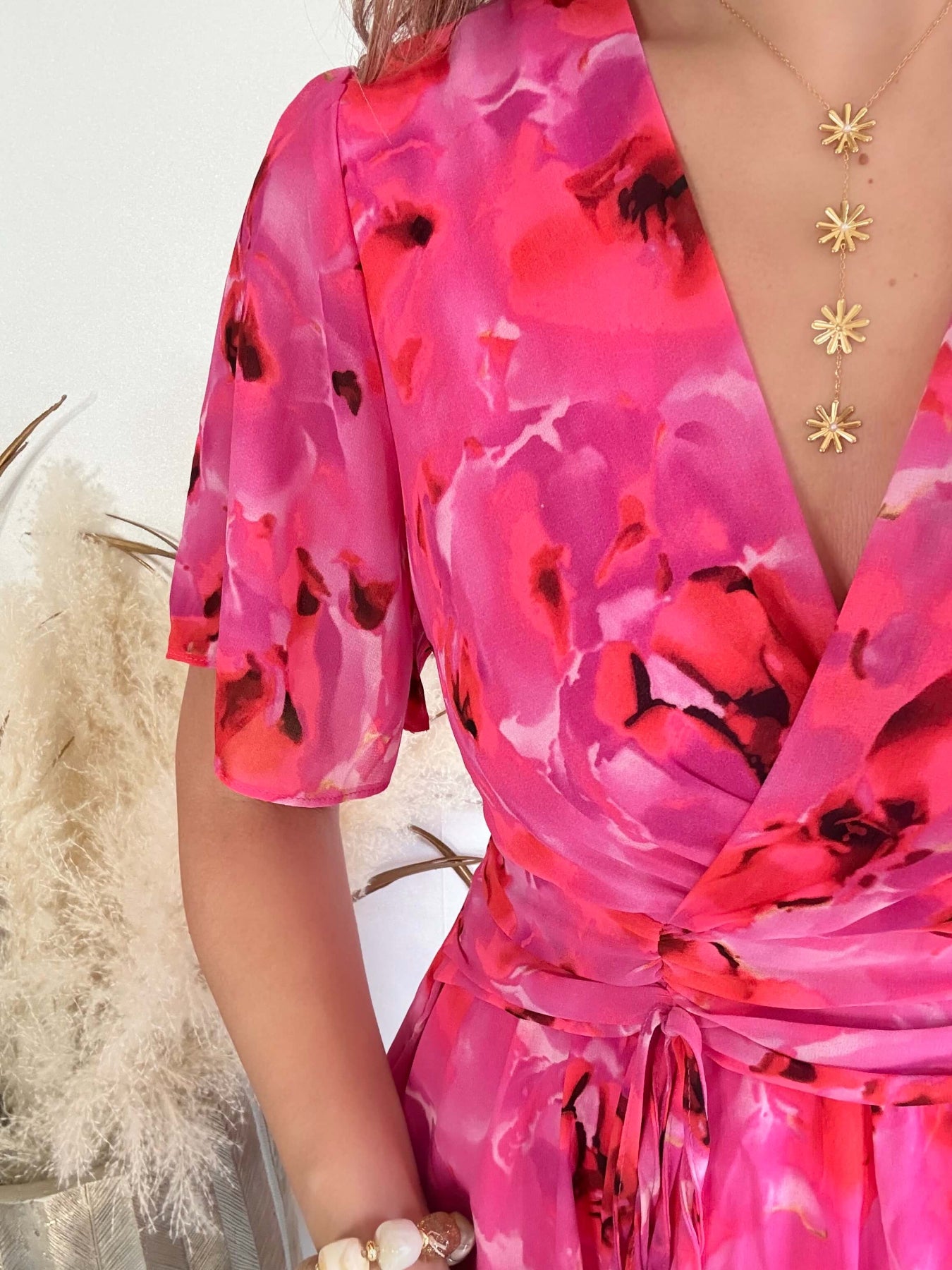 Robe courte Rosy rose fuchsia - Robe fluide imprimée femme du S au 4XL