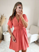 Robe courte corail - Diana