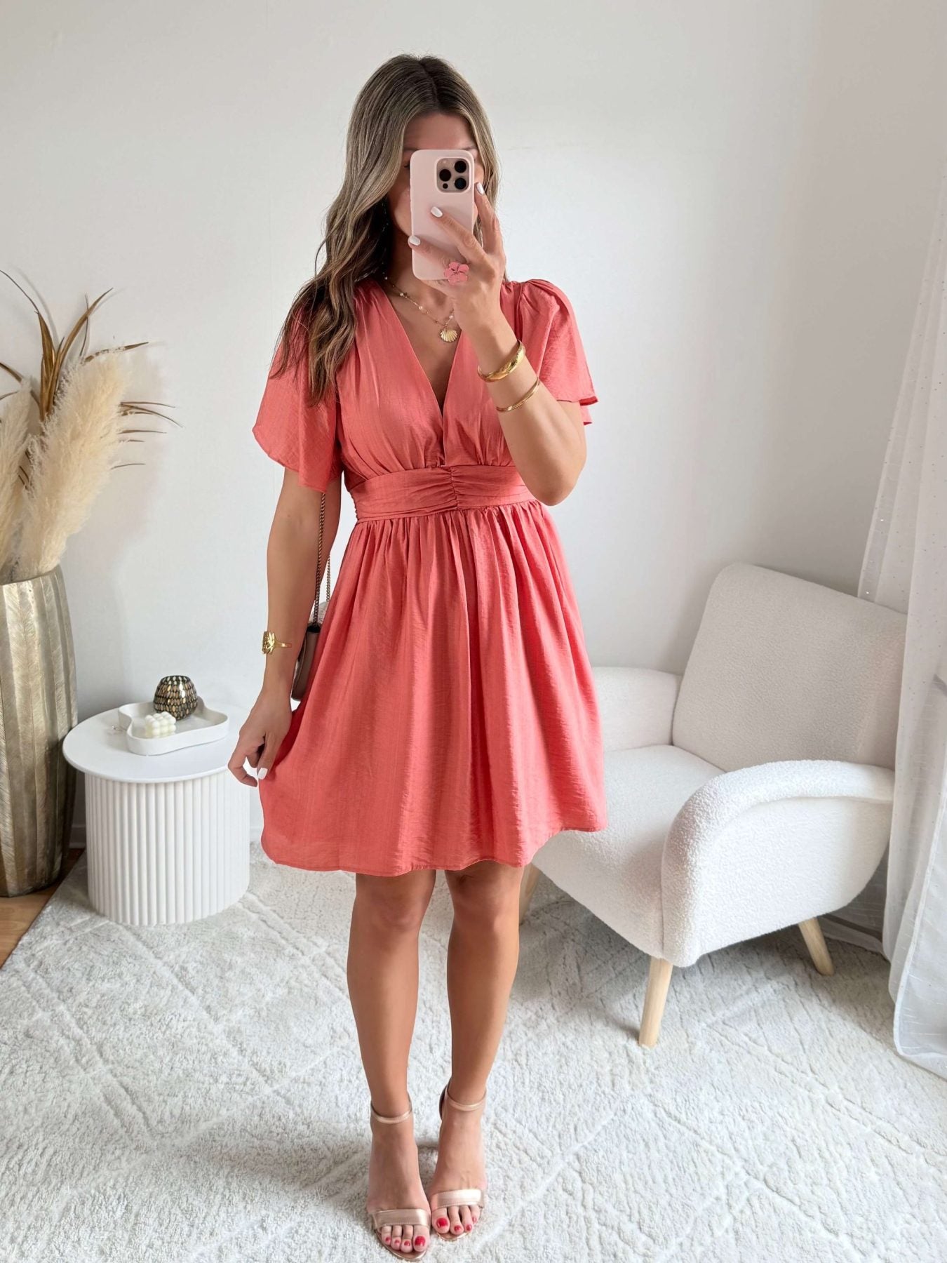 Robe courte corail - Diana