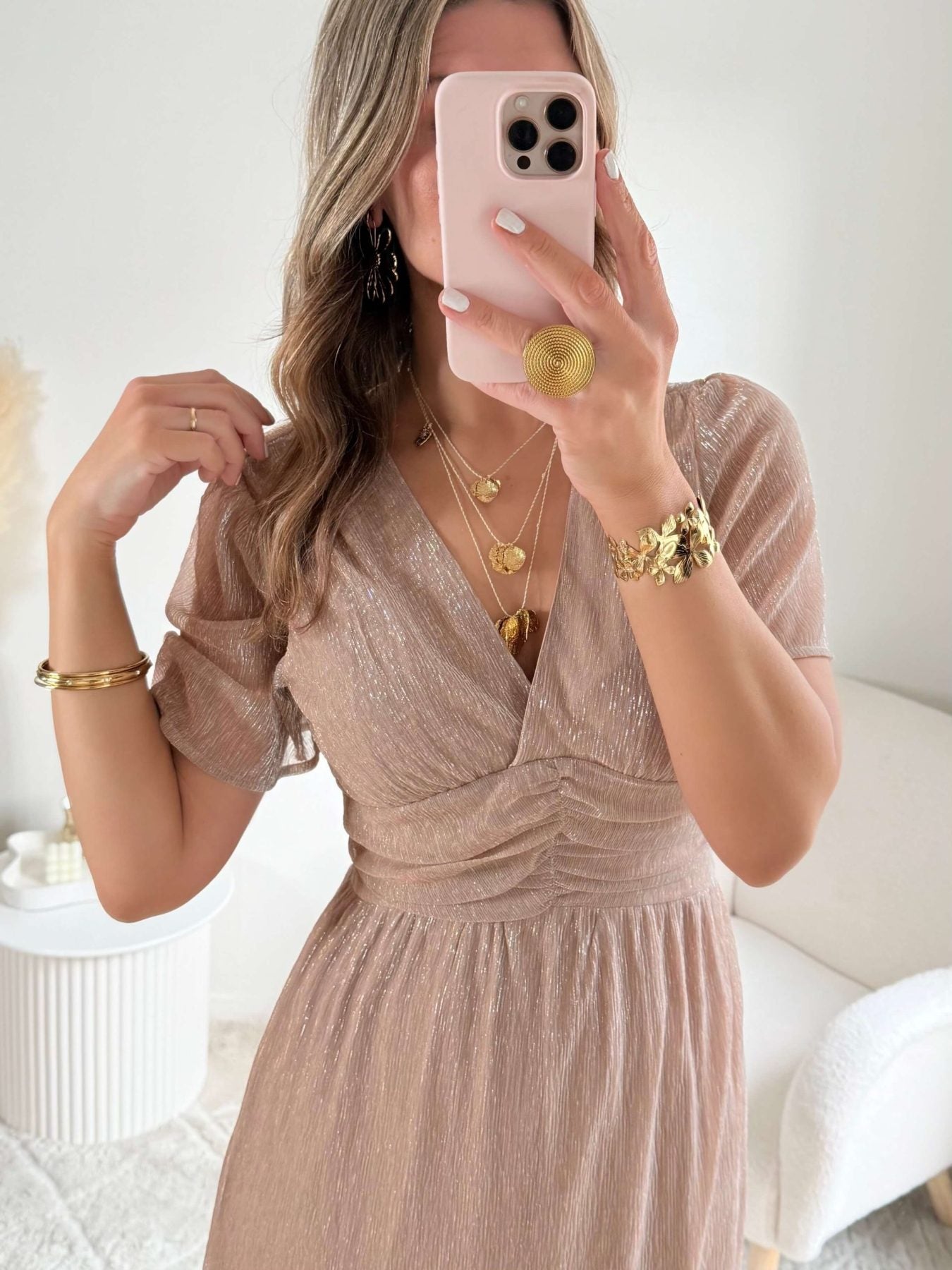 Robe courte or rose - Ambre