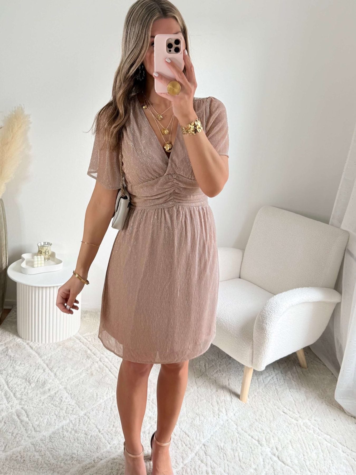 Robe courte or rose - Ambre