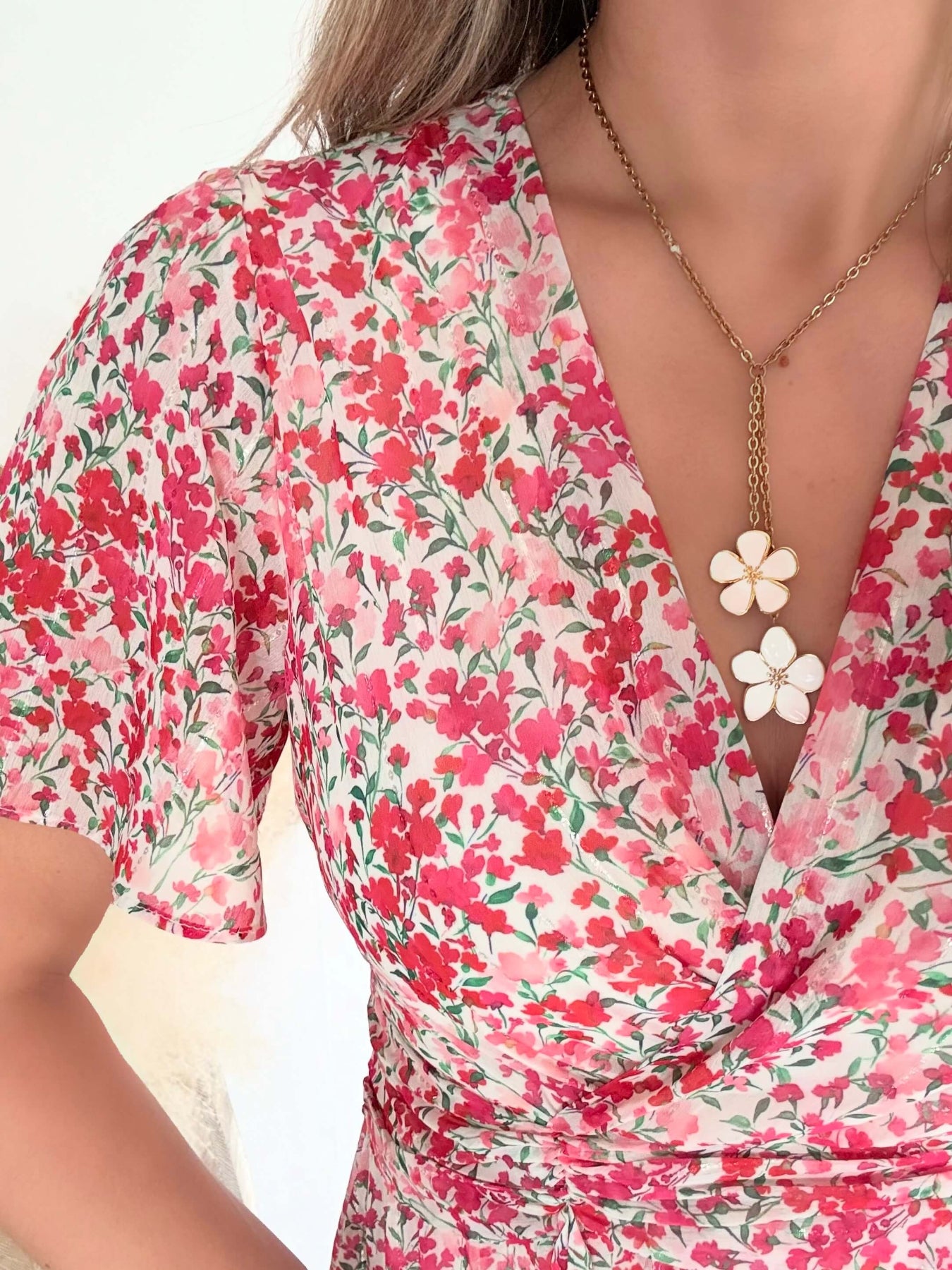 Robe Laure courte fluide imprimée rose du S au 4XL - Easy Dressing