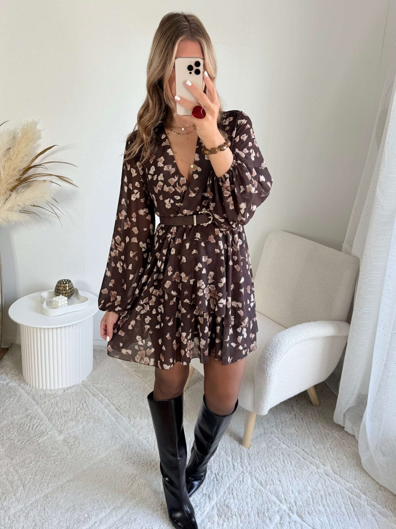 Robe fleurie chocolat - Cassie