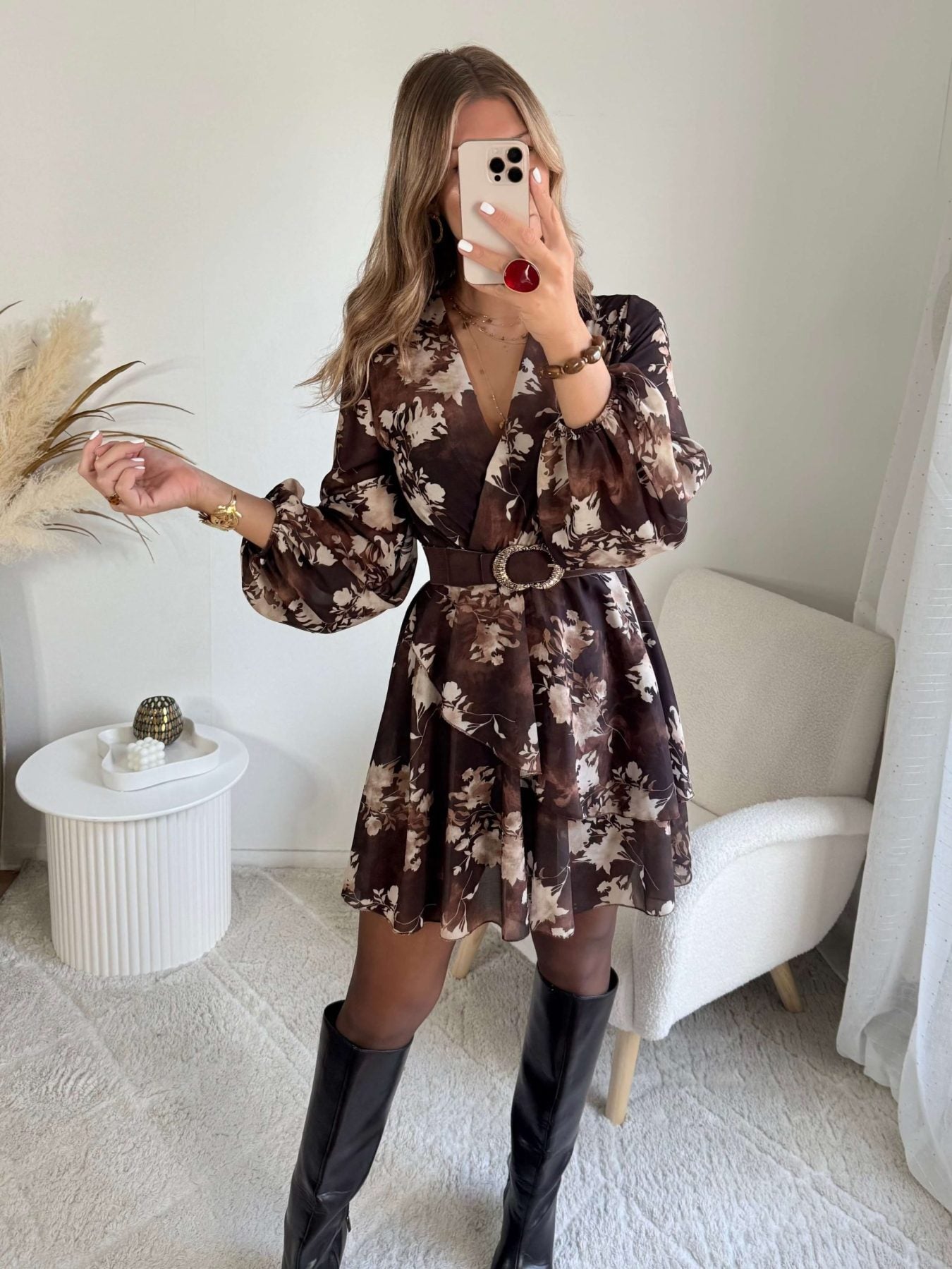 Robe fleurie marron - Cassie