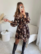 Robe fleurie marron - Cassie
