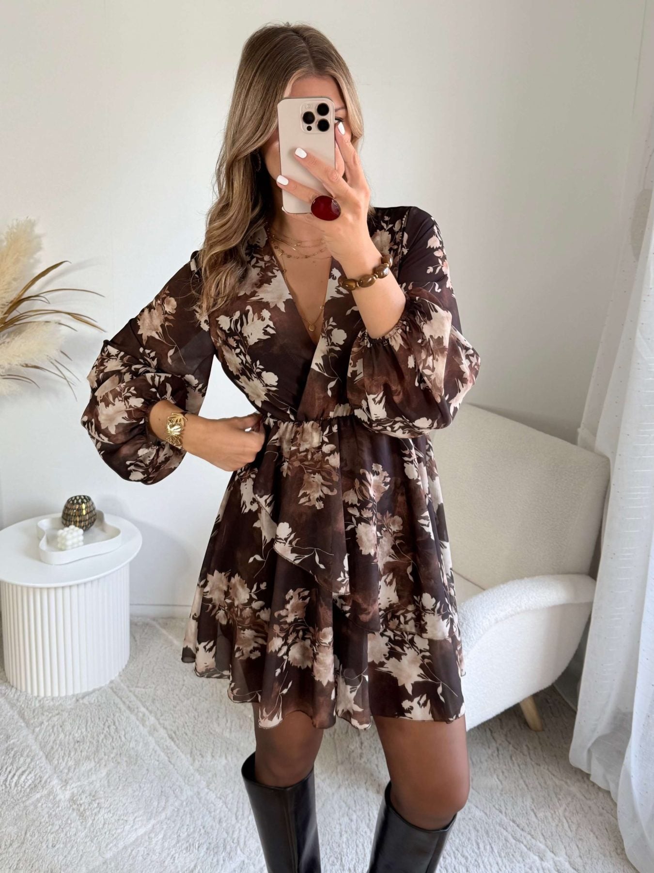 Robe fleurie marron - Cassie