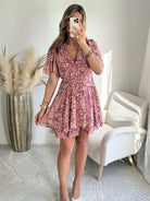 Robe fleurie mauve Dalhia du S au 4XL Easy Dressing