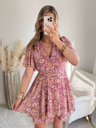 Robe fleurie mauve Dalhia du S au 4XL Easy Dressing